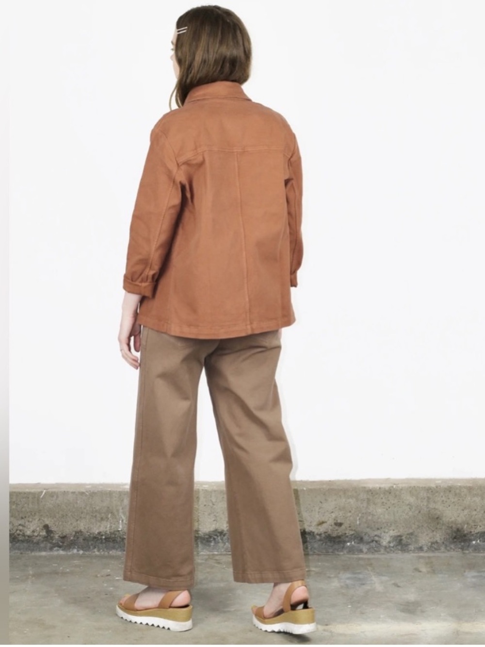FIRST RITE High-Rise Wide-Leg Cropped Pants In Cocoa - Picture 3 of 16
